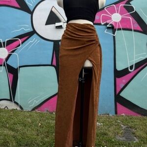 Lovers and friends | brown ruched maxi skirt | Helena | medium